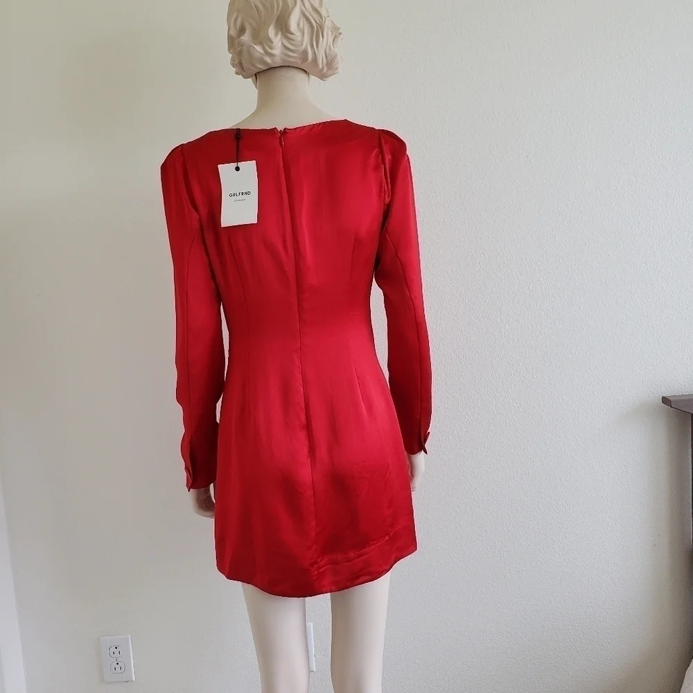 NWT GRLFRND Nik‎ Shirt Mini Dress in Red size Small